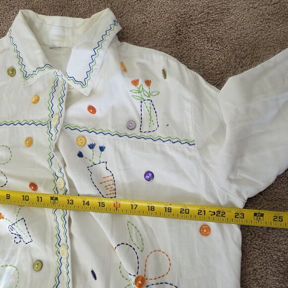 Vintage Embroidered Floral Gardencore Jacket Womens XL Wearable Art Cottage Boho - Picture 10 of 11